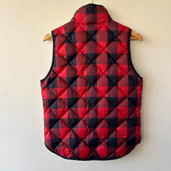 J. Crew Puffer Vest Womens Small Red Navy Pockets Full Zip Pockets Down Filled - Picture 5 of 6